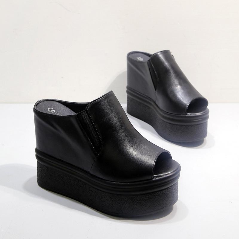 High Heeled Slippers 2026 New Korean Version Super High Heels Cool Slippers Wedge Heel Fish Mouth Sandals