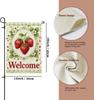 Strawberries Garden Flag, Summer Vintage Flowers Leaves Summer Red Double Sided Burlap Decorative Outside Flags for Outdoor