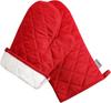 High temperature resistant 500 degree thickened lengthened kitchen cotton cooking gloves pot pad 4-piece set (12 inches, Red)