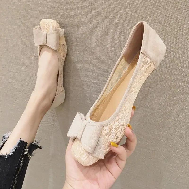 

Fashion Square Toe Black Women s Flat Shoes Low Heel Elegant with Bow Ladies Footwear Shoe on Offer Wholesale Non Slip 2025 Summer Dress 40