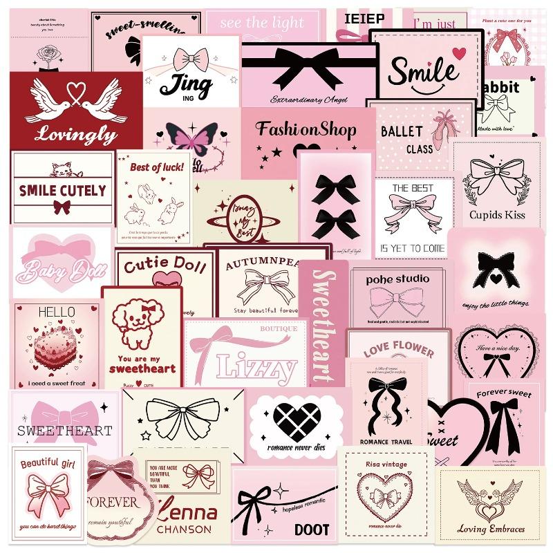 50Pcs Cartoon Pink Ballet Aesthetic Stickers, Waterproof Vinyl Graffiti Decals for Guitar Laptop Luggage DIY Scrapbooking