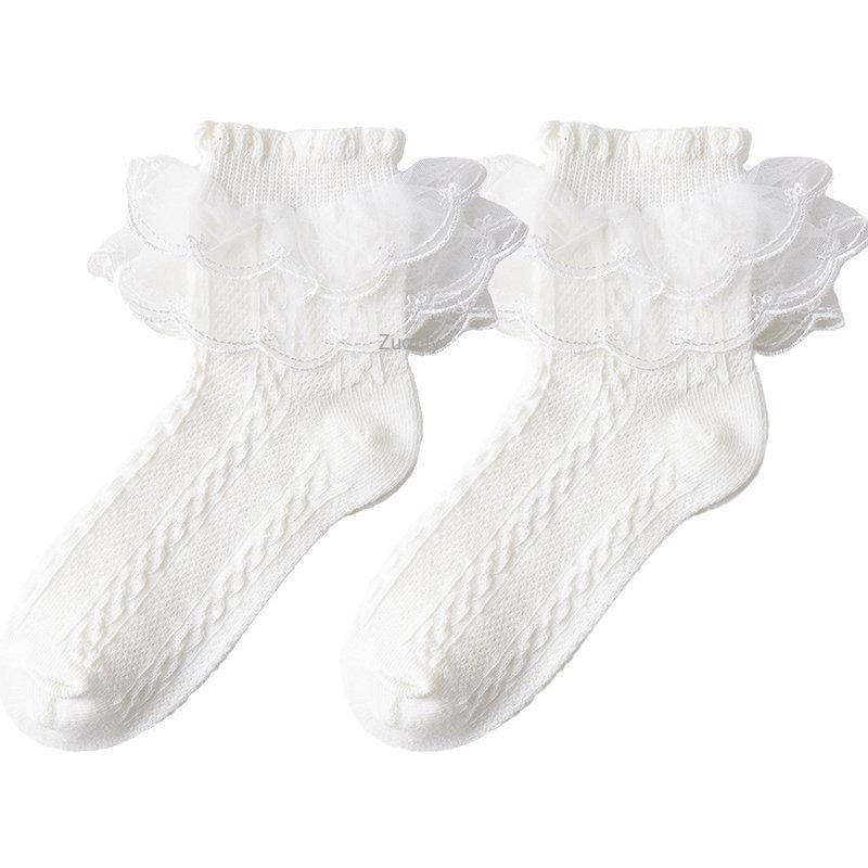 2-9Y Baby Spring Lace Ruffle Socks Children Cotton Autumn Girls Dance Socks Cute Toddler Socks Princess Style Baby Accessories
