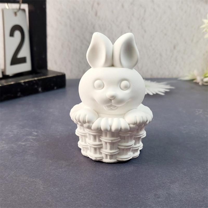 3D Korb Hasen Statue Silikon Kerzenformen Epoxidharz Silikonformen für Kerzen Seife Fondant Schokolade Kuchen Backen