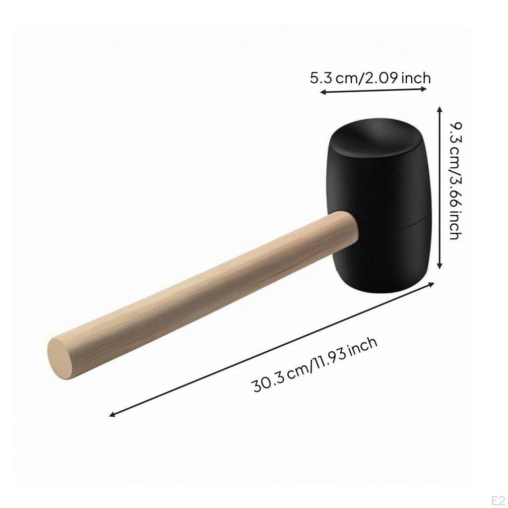 Rubber Mallet with Wood Handle NonMarring Soft Blow Tool for Tile