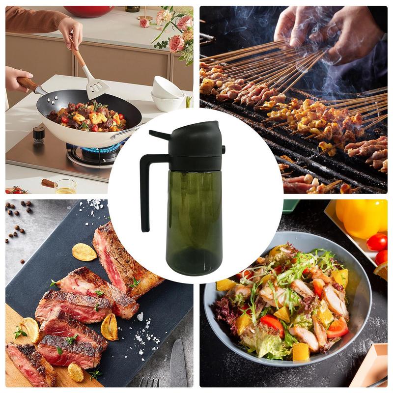 2 in1 Oil Spray Bottle 470ml Kitchen Barbecue Cooking Olive Oil Dispenser Oil Jar Baking Vinegar Soy Sauce Spray Container