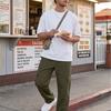 Herren Cargo-Hose Elastischer Bund Mehrere Taschen Gerade Weiter Beinteil Lässig