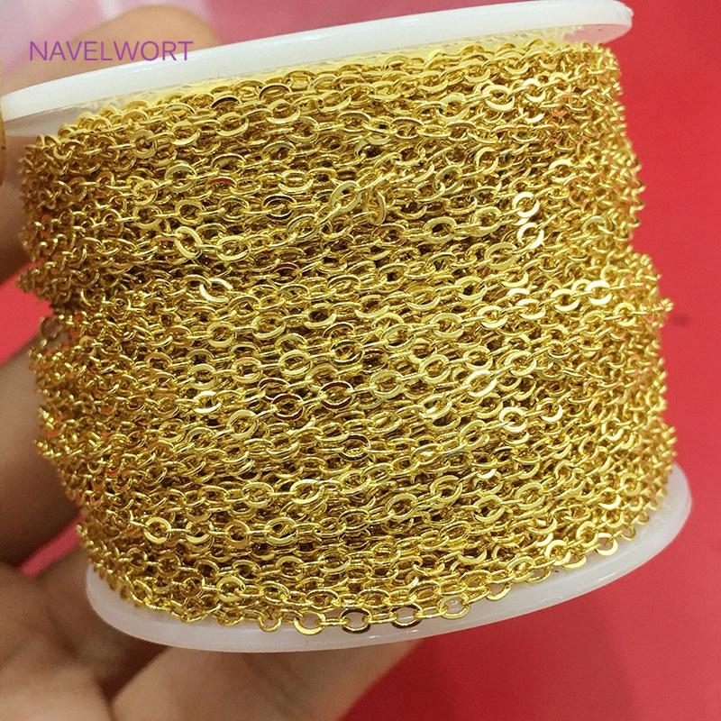 14K/18K Gold Plated O Chain For Bracelet Necklace Making Accessories 1.5mm/2mm Thin Chains DIY Jewelry Making Findings Wholesale