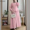 ZANZEA Damen Freizeit Patchwork Kleid mit langen Ärmeln, Fake-Zweiteiler, locker