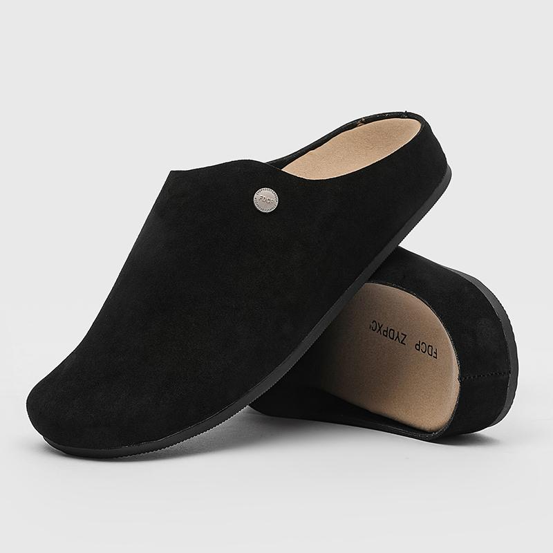 2026 Neue Frühjahrs Herren Hausschuhe Retro Wildleder Bequem Faulenzer Schuhe Knopf Dekor Lässige Indoor Sandalen Für Den Täglichen Gebrauch