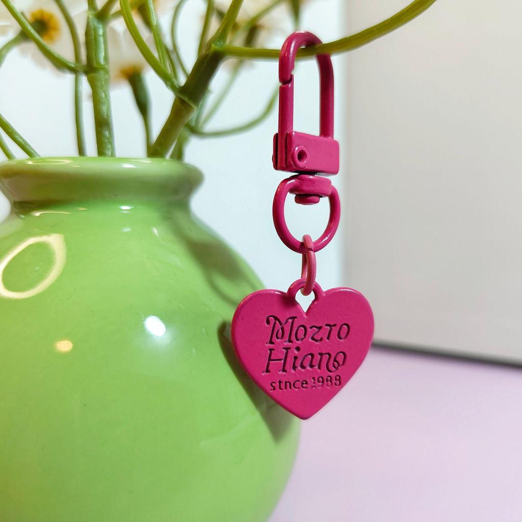Colorful Metal Love Heart Pendant Keychain - Candy Color Heart-Shaped DIY Piece & Door Buckle Accessory