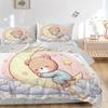 3-teiliges Bären auf dem Mond Bettwäsche-Set - Weich und bequem für Schlafzimmer, Gästezimmer und Wohnheim Dekor Bettwäsche-Set 1 Bettbezug + 2 Kissenbezüge.M012