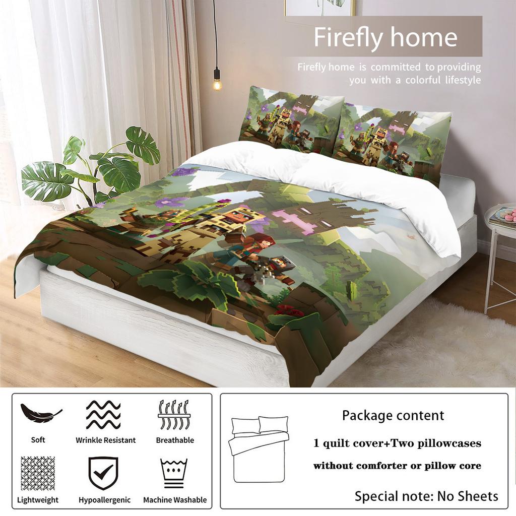 Minecraft 3D Digital Printing Polyester Three-Piece Set