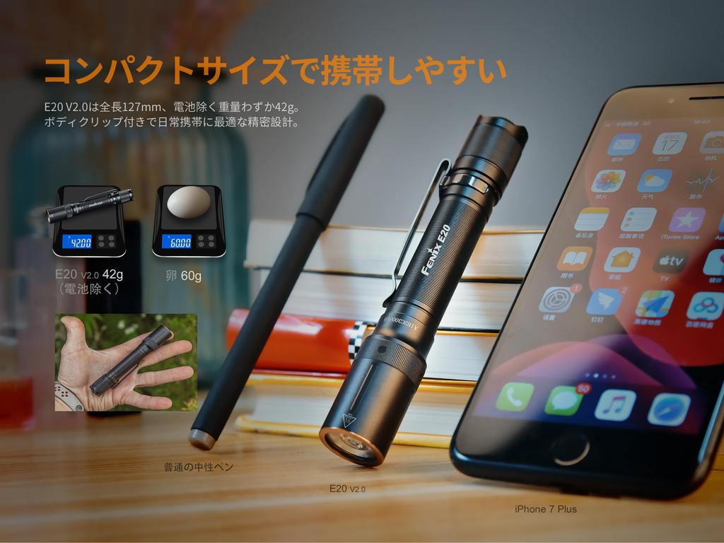 Fenix E20 LED 350 IP68 Waterproof and 126m AA Batteries Keychain Emergency Outdoor Dog Night Kaichiyu Electric Mountain Insect Flashlight V2.0-L