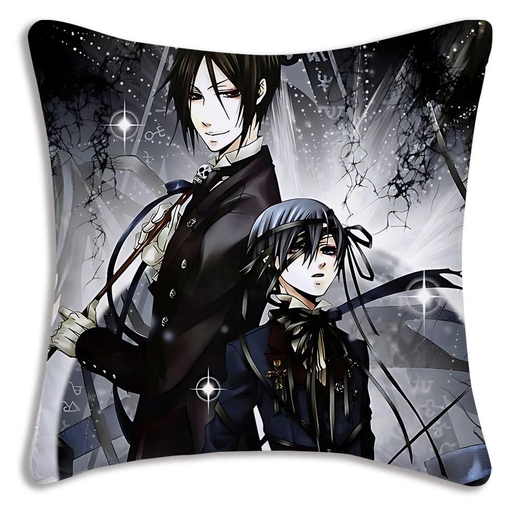Anime Manga Black Butler Pillow Covers Cartoon Sofa Decorative Home Double-Sided Printing Short Plush Cute Cushion Cover