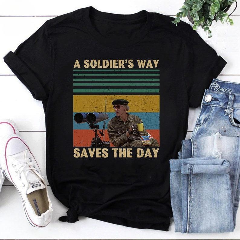 A Soldier s Way Saves The Day Vintage T-Shirt,The Burbs tee Mark Rumsfield tops Comedy 80s Movie print Shirt summer cotton tees S разноцветный