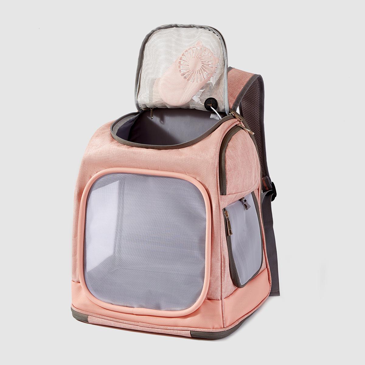 

Ventilated Cat Backpack with Built-in Fan Portable Pet Carrier for Outdoor Travel Durable Oxford Fabric Dog Backpack Fan backpack