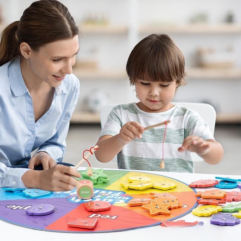 Fishing Wooden Magnetic Puzzle Toy With Color Matching For Kids Play Educational
