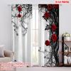 2D Flat Printing 2pcs Curtain Curtains Valentine's Red Roses Design Digital Printed Polyester Drapes Holiday Decorations for