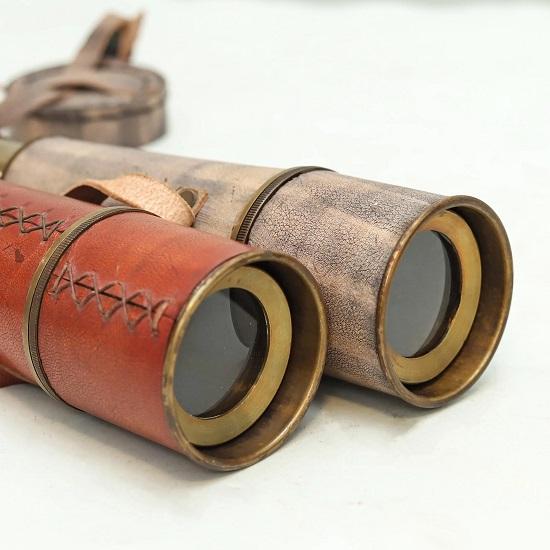 Brass Spyglass Telescope with Leather Cover Strap Nautical Pirate Décor Steampunk Gift  Working Monocular Gift Set Of 2