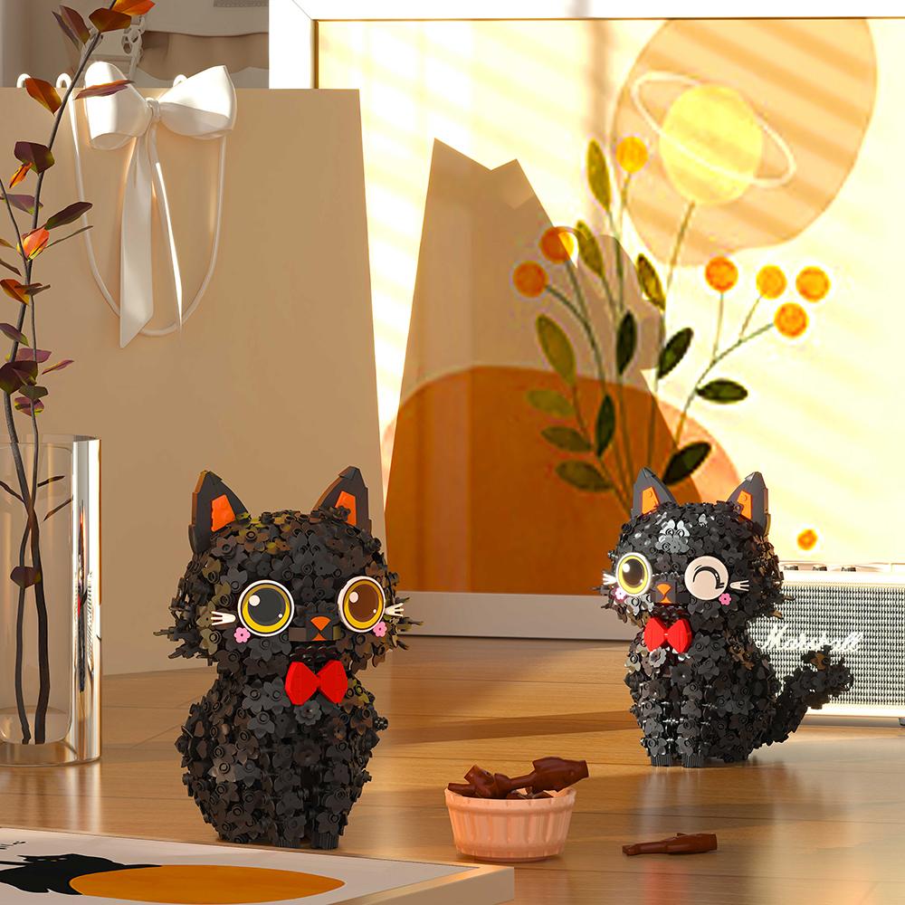 DIY Flower Cat Cartoon Micro Mini Brick Educational 3D Model Toy - Ideal for Office Desk Decoration, Perfect Gift for Cat Lovers
