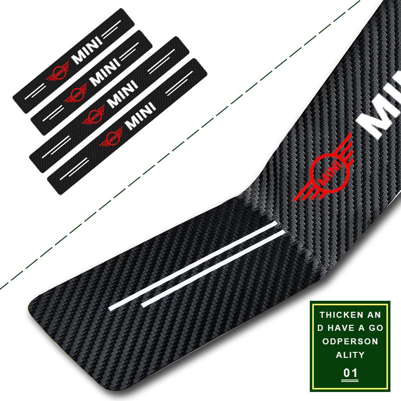 4Pcs Carbon Fiber Car Door Sill Protection Sticker Anti-scratch Refit For BMW Mini Cooper F54 F55 F56 R56 R60 SONE Roadster Clubman Coupe