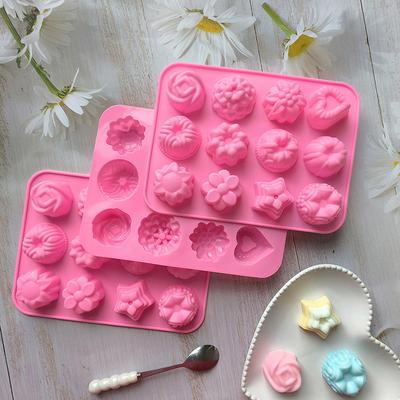Heart Shaped Flower And Grass Shaped Silicone Mold Cake Jelly Candy Chocolate Decoration Valentine'S Day Diy Baking Tool