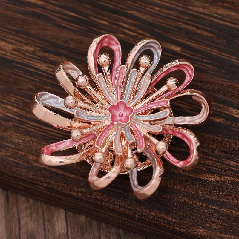 Heiß verkaufende emailierte geometrische Blume magnetische Brosche, modische kreative Blumenbrosche für Damen