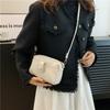 Candy Color Korean Style Soft Surface 2023 Fashion Winter Casual Solid Color Single Shoulder Crossbody Small Square Bag Women Black