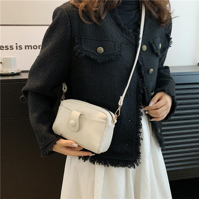 Candy Color Korean Style Soft Surface 2023 Fashion Winter Casual Solid Color Single Shoulder Crossbody Small Square Bag Women Black