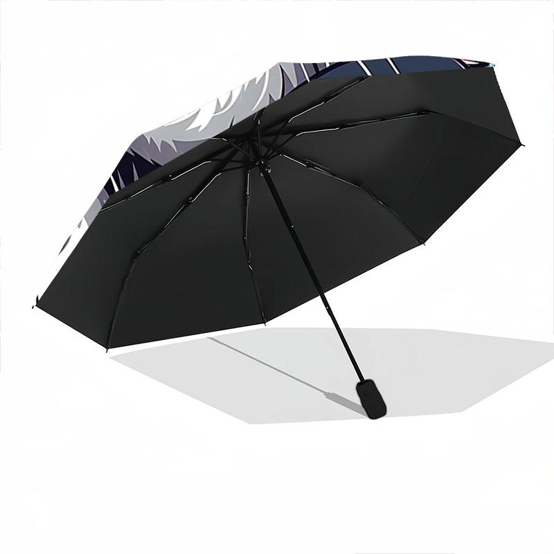 1pc Cool Cat Headphones Pattern Automatic 3-Fold Umbrella, 8 Iron Frames, High-Value Folding Umbrella, Suitable for Office, Travel and Outdoor Ad