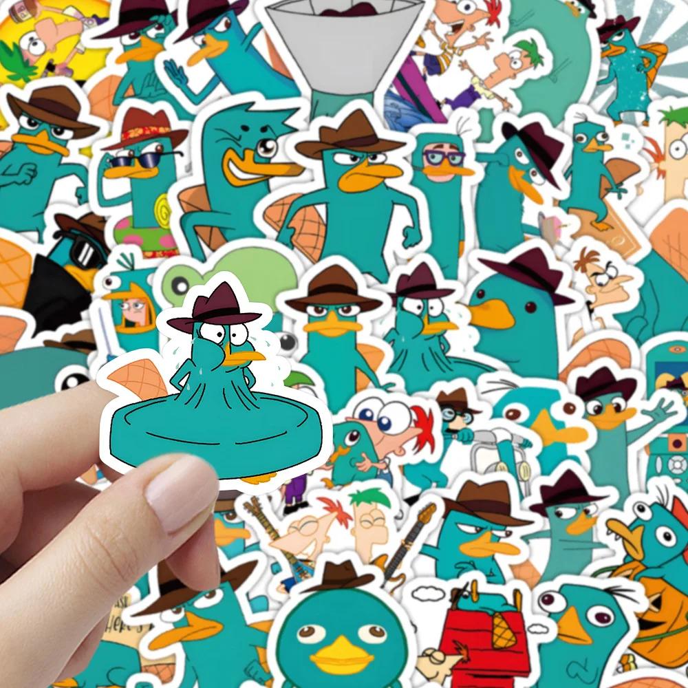 60PCS Cartoon Phineas and Ferb Stickers Funny Perry the Platypus Graffiti Sticker Animation Kids Toys Laptop Guitar Bike