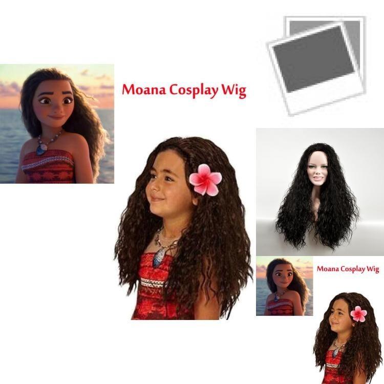 Luxurious Moana Long Messy Afro Kinky Curly Black Wig For Party Cosplay Costume