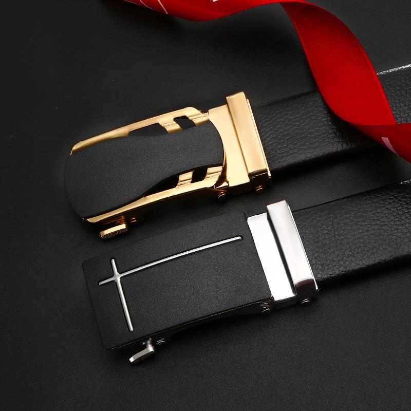 Men'S Belt No Standard Casual Belt Foreign Trade Youth Simple Automatic Buckle Imitation Leather Iron Buckle Belt
