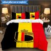 3PCS Belgium Football Crest Emblem Bedding Set 2D Printing (Includes 1 Duvet Cover + 2 Pillowcases Coreless), Bedroom decor,Fan gift
