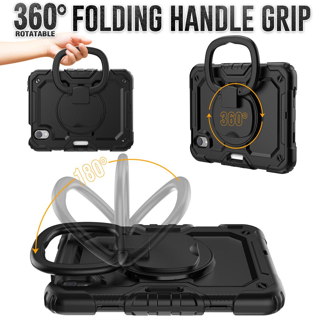 Rotating Stand Armor Case Universal For iPad Mini 7 2024 A17 Pro Mini 6 2021 8.3 A2993 A2995 A2568 With Handle Grip Hybrid Cover