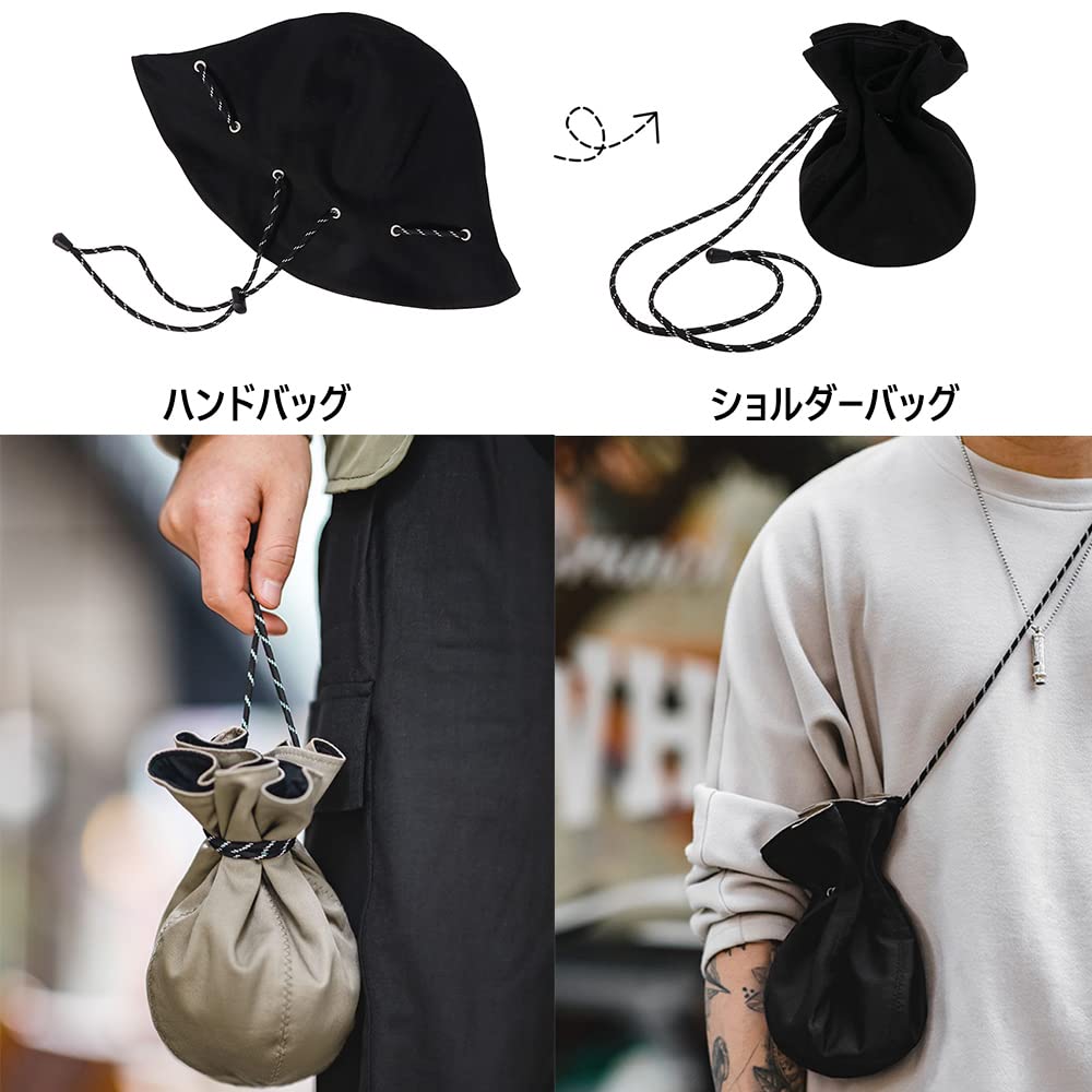 Croogo Bucket Hat for Men and Solid Coin Purse Women, Summer, Simple, Color, 100% Cotton, Adjustable, Reversible, (G-WBF5-Black)