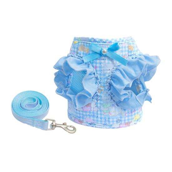 Floral Dog Harness for Small Dogs Cute Ruffled Harness with Leash Adjustable Dog Harness for Puppies Bichon Frise Teddy Pomeranian