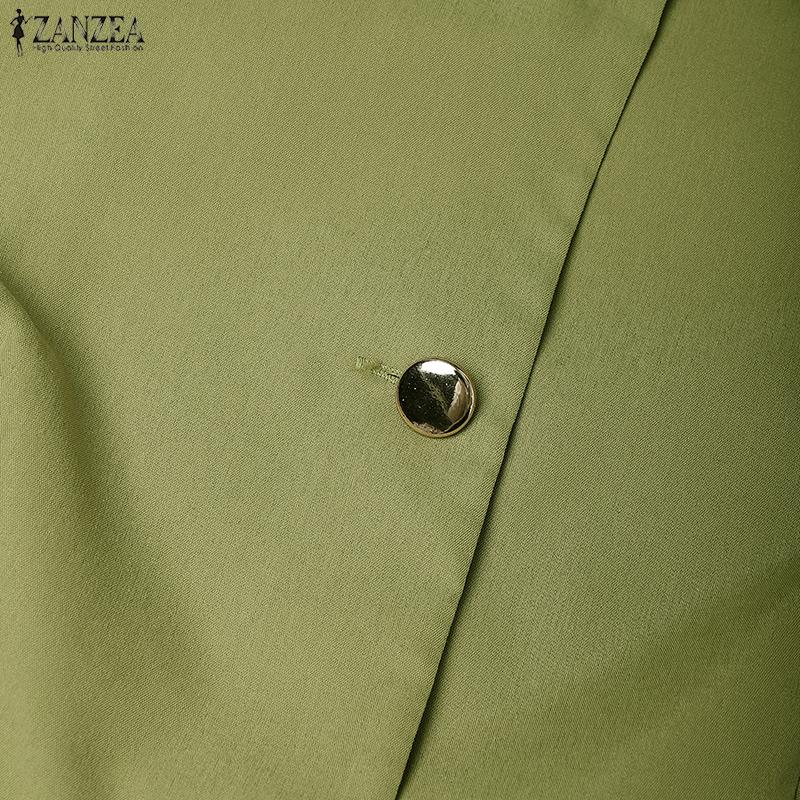 ZANZEA Women Casual Turn Down Collar Loose Long Sleeve Shirt Dress