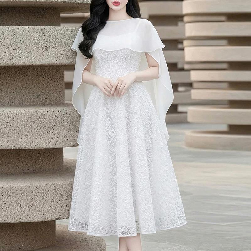 

ZANZEA Women Shawl Blouse and Sleeveless Slip Lace Dress Casual Two Piece Sets M белый