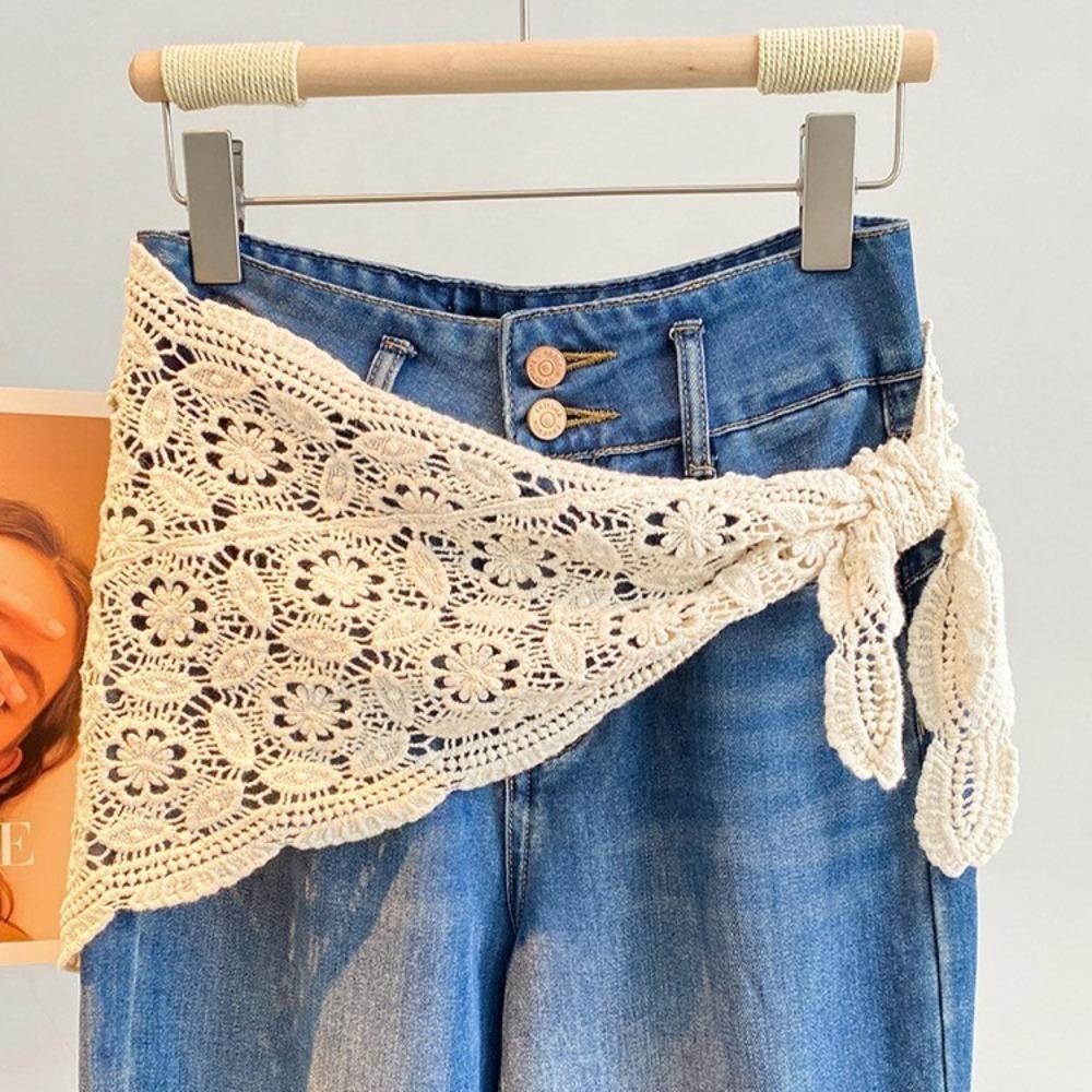 Trendy Lace Trim Fart Curtain Slim Fit Hollowed-out Hip Curtain Pretty Y2K Mini Skirt Summer