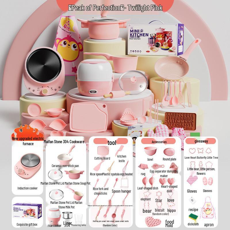 Mini Kitchen Set: Real Cooking & Eating Educational Toy for Boys & Girls - Perfect Children's Day Gift