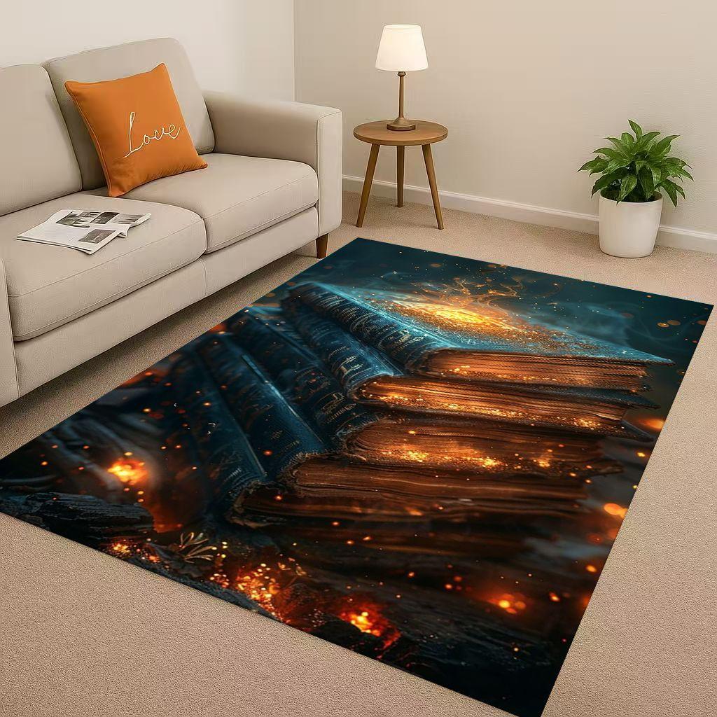 HD Magic Book Library Bookshelf Living Room Non Slip Area Rug Soft Carpet for Bedroom Sofa , Easy Clean Home Doormat Playmat