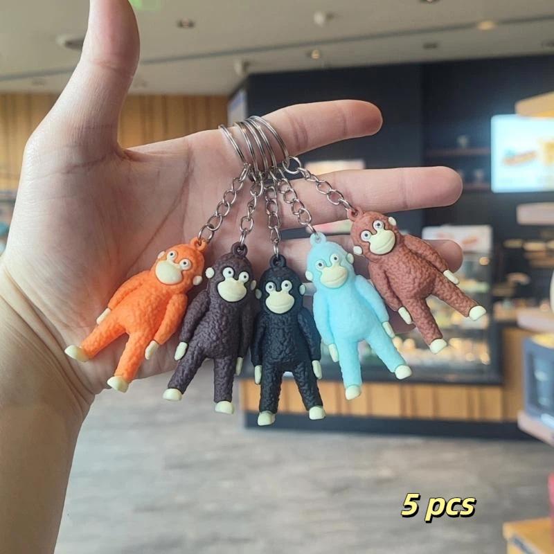 5Pcs Creative Protect Punch The Monkey Keychain Cute Gorilla Decor Hanging Keychain Anime Peripherals Toy Birthday Gifts
