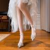 Bride Main Wedding Shoes Women's 2025 New Crystal Sparkling Single Shoes French Stiletto Pearl Stunning High Heels Autumn