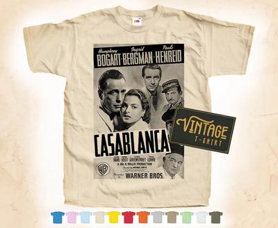 Schwarzer Print CASABLANCA vol.2 T-SHIRT Tee Vintage Poster 12 Farben S-5XL