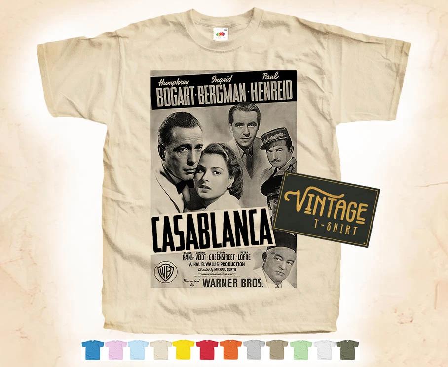 

Black Print CASABLANCA vol.2 T-SHIRT Tee Vintage Poster 12 Colors S-5XL S