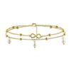 Infinity Symbol Double Layer Anklet with Faux Pearls - European & American Fashion