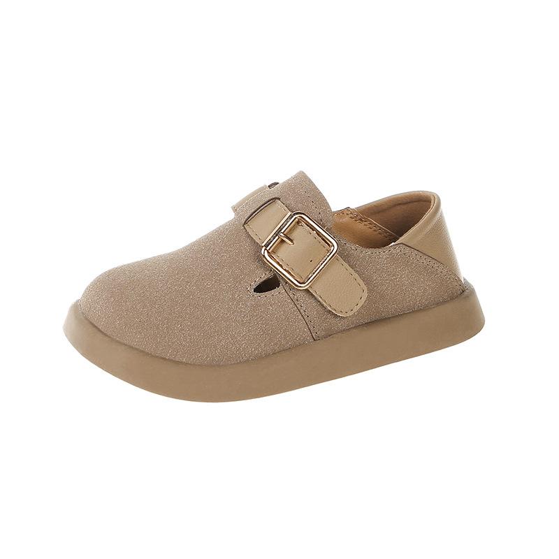New Spring and Autumn Girls' Frosted Leather Shoes Boys' Soft-soled Toe Shoes