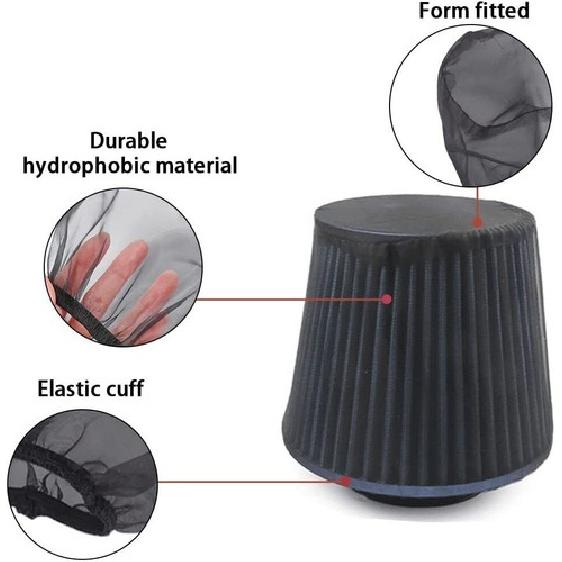 2 X Universal Water Guard Cold Air Intake Pre-Filter Cone Filter Cover Dustproof