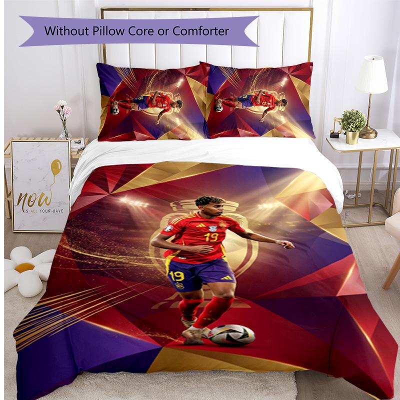 Set Lenzuola Stampato Yamal 3 Pezzi Traspirante Copripiumino con Federe Biancheria da Letto Decorativa per Camera da Letto Casa